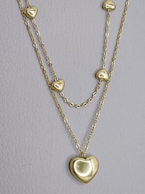 Multilayer Hearts Necklace Gold color1