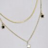Multilayer Stars Black & White Necklace Gold color1