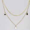Multilayer Stars Black & White Necklace Gold color1