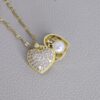 Special Heart Gift With Pearl Necklace Gold color