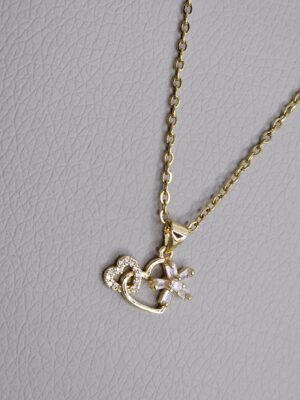 Trend Necklace  Zircon Hearts Flower Gold Color