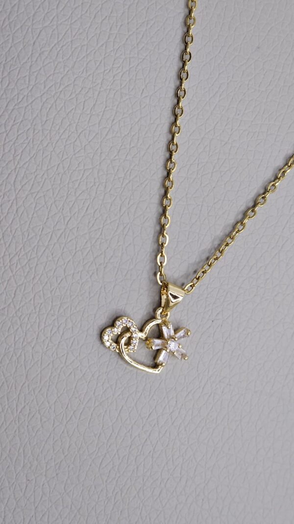 Trend Necklace  Zircon Hearts Flower Gold Color