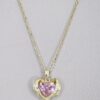 Trend Necklace Pink Heart Gold Color