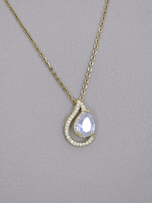 Zircon Water Drop Necklace Gold Color